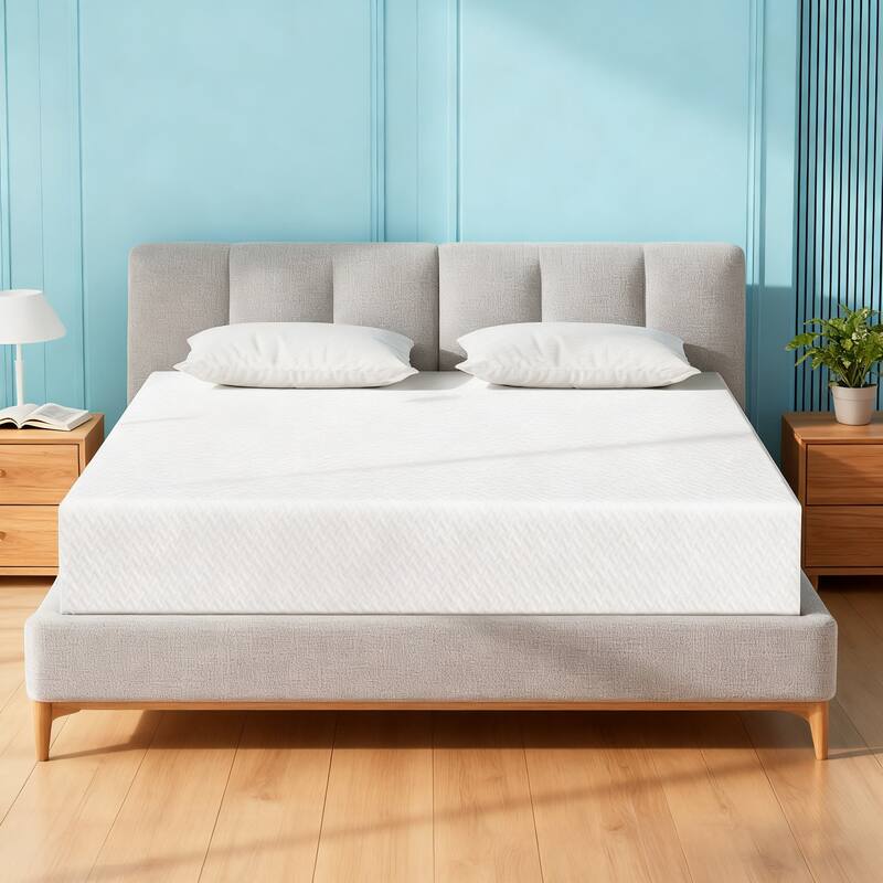 Vipbear - 10" Full Size Extra Firm Memory Foam Mattresses, Premier Cooling Green Tea/Gel Bed Mattresses in Box, 80'' x 54'' - White