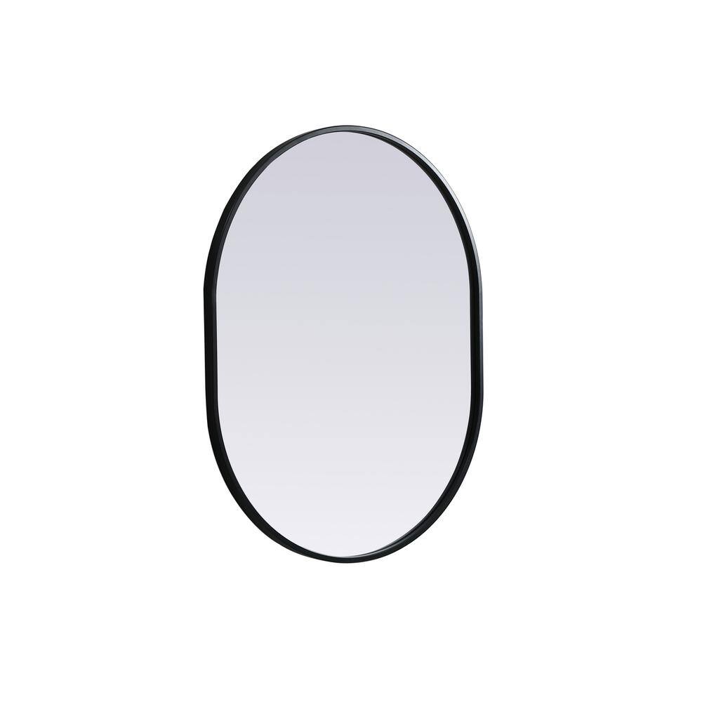 Alt View 1. Elegant Decor - Metal Frame Oval Mirror 24x30 Inch in Black - Black.