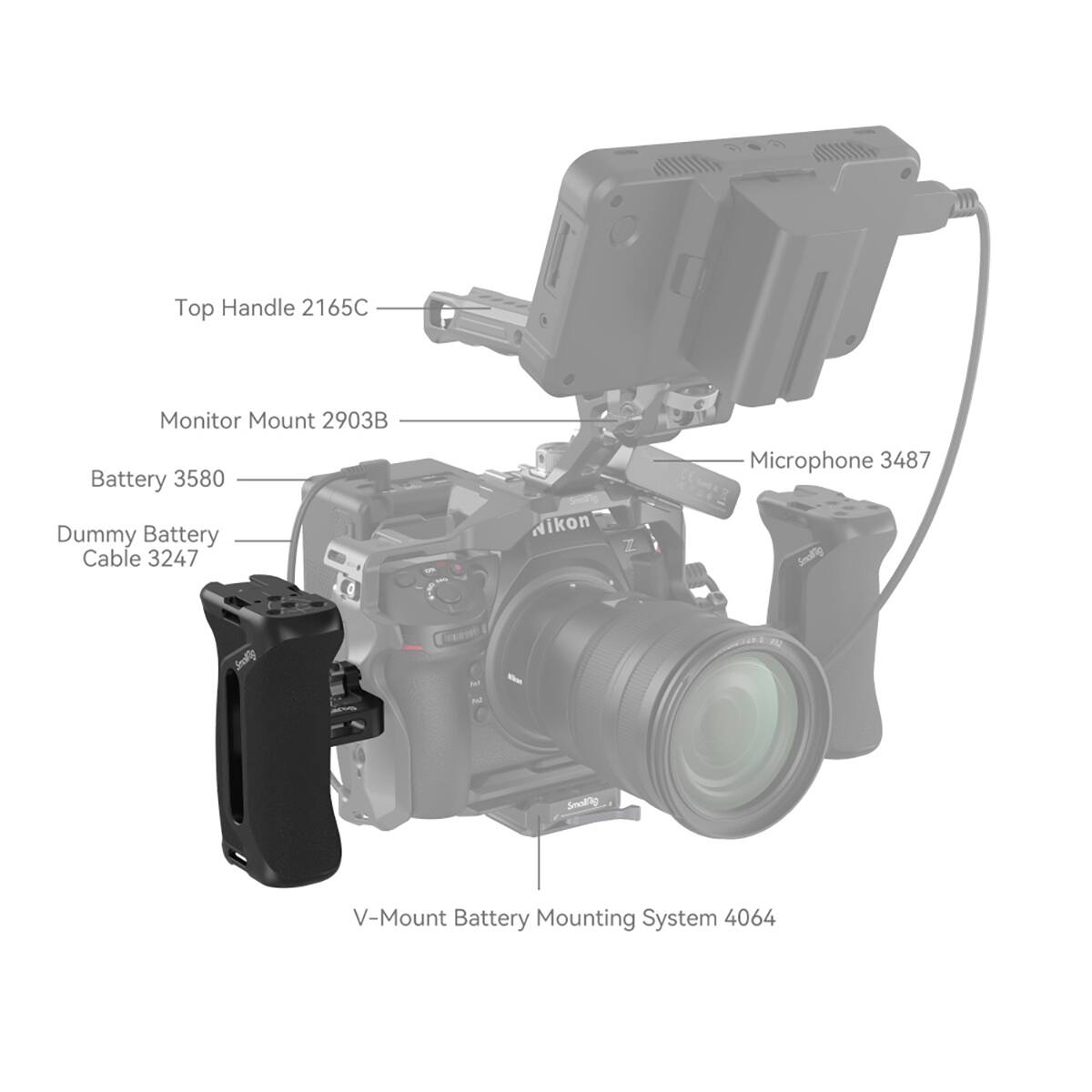 Top Handle 2165C  
Monitor Mount 2903B  
Battery 3580  
Dummy Battery  
Cable 3247  
Microphone 3487  
V-Mount Battery Mounting System 4064