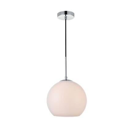 Front. Living District - Baxter 1 Light Chrome Pendant With Frosted White Glass - Chrome And Frosted White.