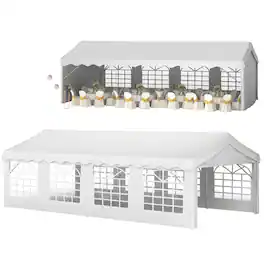 Outsunny - Duty Party Tent, 13x26 ft Outdoor Wedding Event Shelter, with Removable Sidewalls & Windows - White