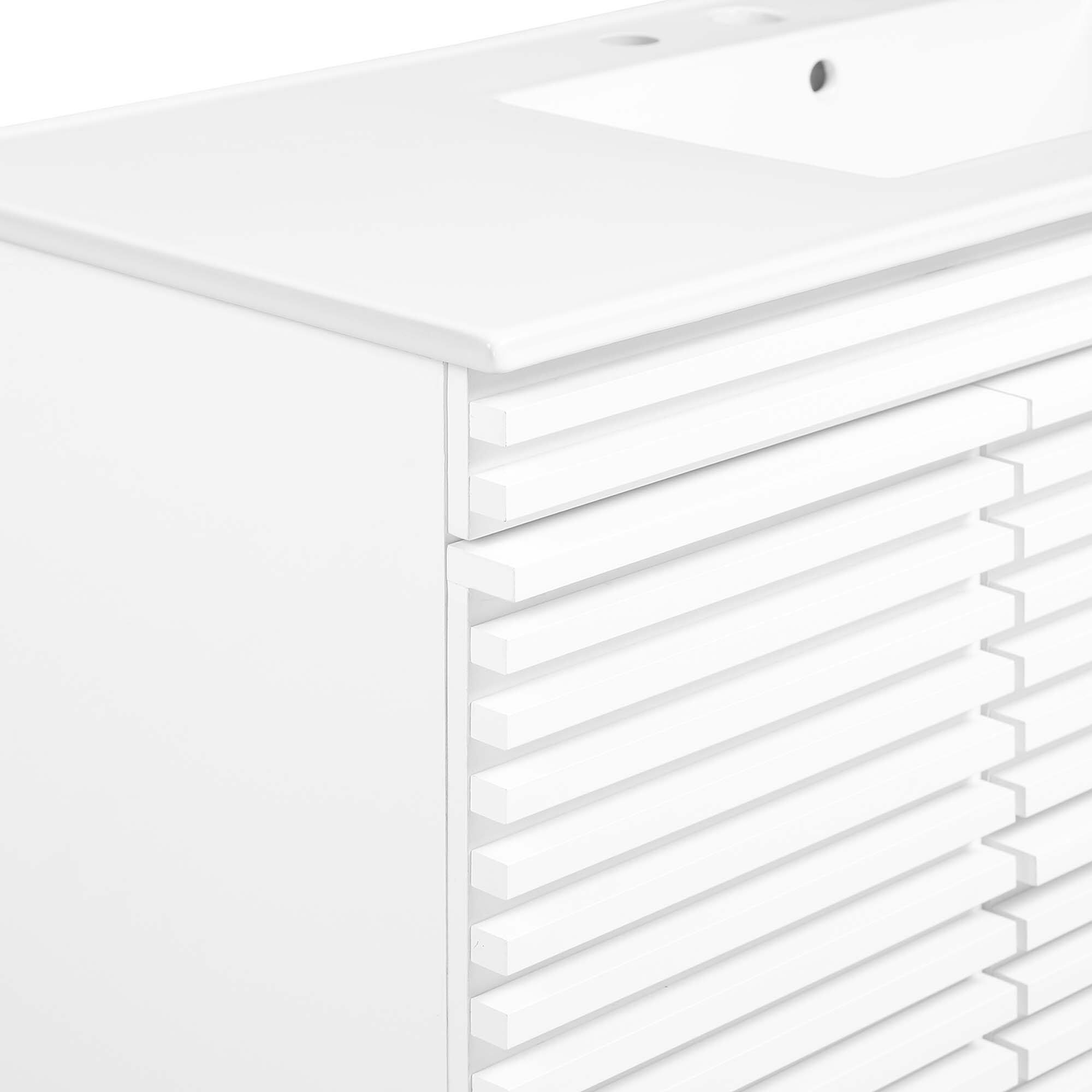 Alt View 7. Modway - Render 48" Wall-Mount Bathroom Vanity Basin Included by Modway - White White.