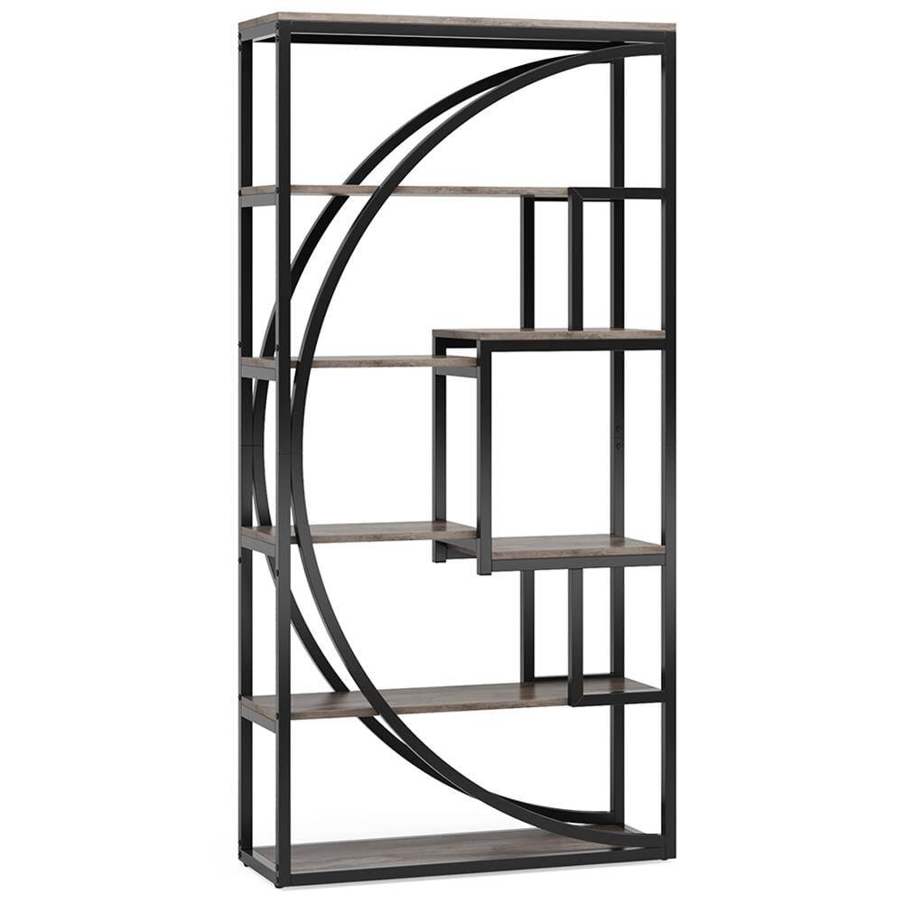 Angle. Kadyn - Kadyn Bookshelf, Storage Shelf, Bookcase,Industrial Bookshelf Bookcase with 8 Open Storage Shelf,Grey&Black - Grey&Black.