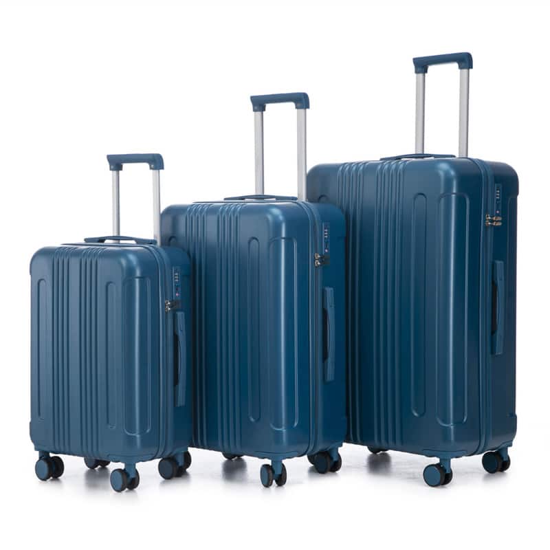 HTUTWOO - ABS Spinner Wheel Luggage Sets - 20"/24"/28" 3 Pcs Carry On Suitcase, Matching Color, TSA Combination Lock - Dark Blue