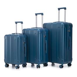 HTUTWOO - ABS Spinner Wheel Luggage Sets - 20"/24"/28" 3 Pcs Carry On Suitcase, Matching Color, TSA Combination Lock - Dark Blue