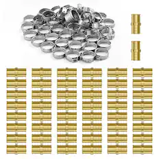 Front. VEVOR - Pipe Fittings, 1/2" 50PCS Brass Pipe Fittings, Clamp-style Straight-Through Pipe Connector Brass Air Fittings - Brass color.