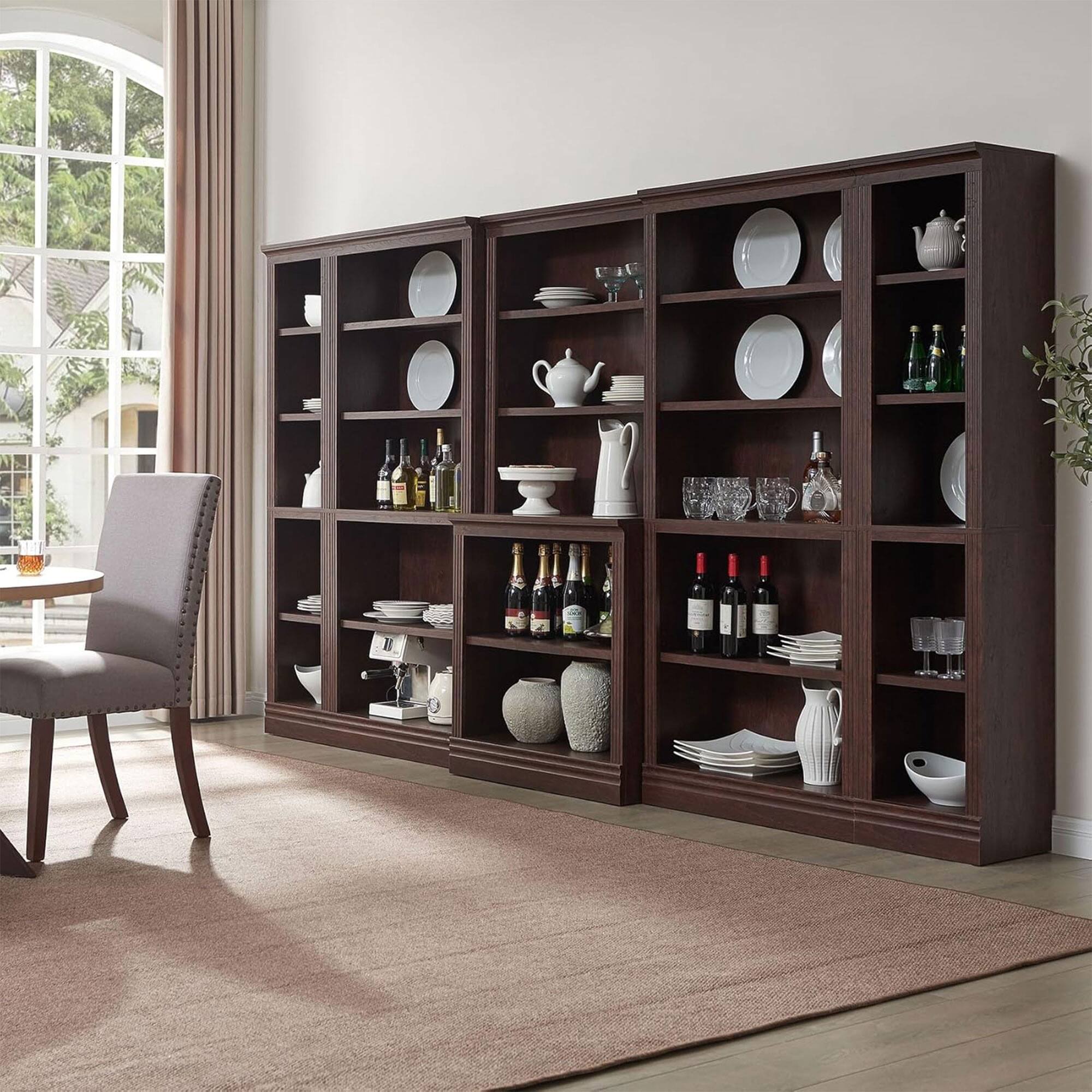 Alt View 7. VAUXHILL & CO. - VAUXHILL & CO. Halston Multi-Depth Bookcase, Adjustable Shelving Unit, Cherry - Dark Cherry.