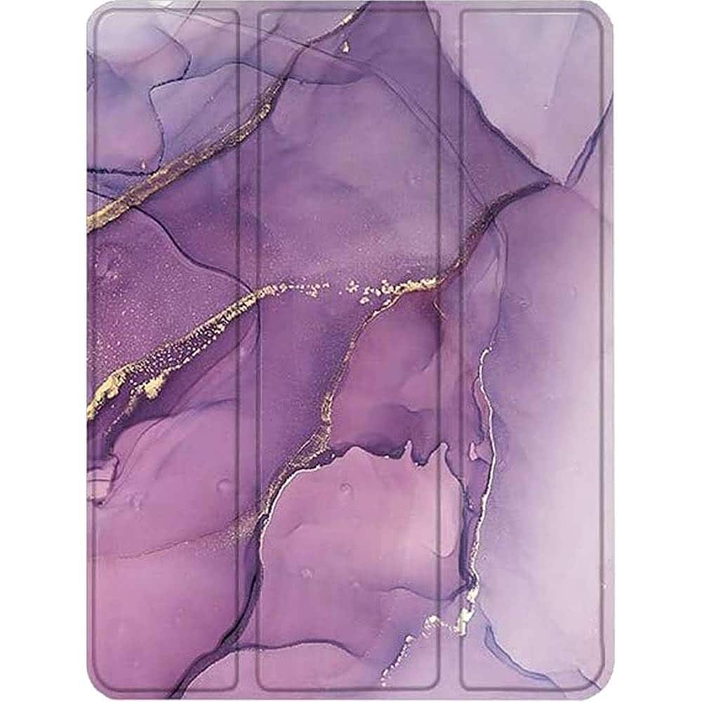 Front. SaharaCase - Folio Case for Apple iPad 10.2 (8th Generation 2020) and (9th Generation 2021) - Purple Marble.