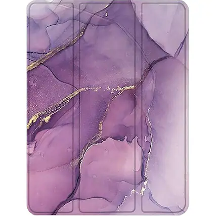 Front. SaharaCase - Folio Case for Apple iPad 10.2 (8th Generation 2020) and (9th Generation 2021) - Purple Marble.