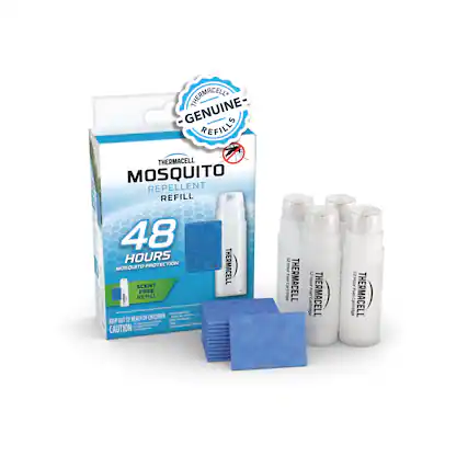 THERMACEL GENUINE REFILLS THERMACELL MOSQUITO REPELLENT REFILL 48 HOURS MOSQUITO PROTECTION THERMACELL SCENT FREE REFILL 3 HOUR FUEL THERMACEL CARTRIDGE 12 HOUR FUEL THERMACEL CARTRIDGE 3 HOUR FUEL THERMACEL CARTRIDGE
