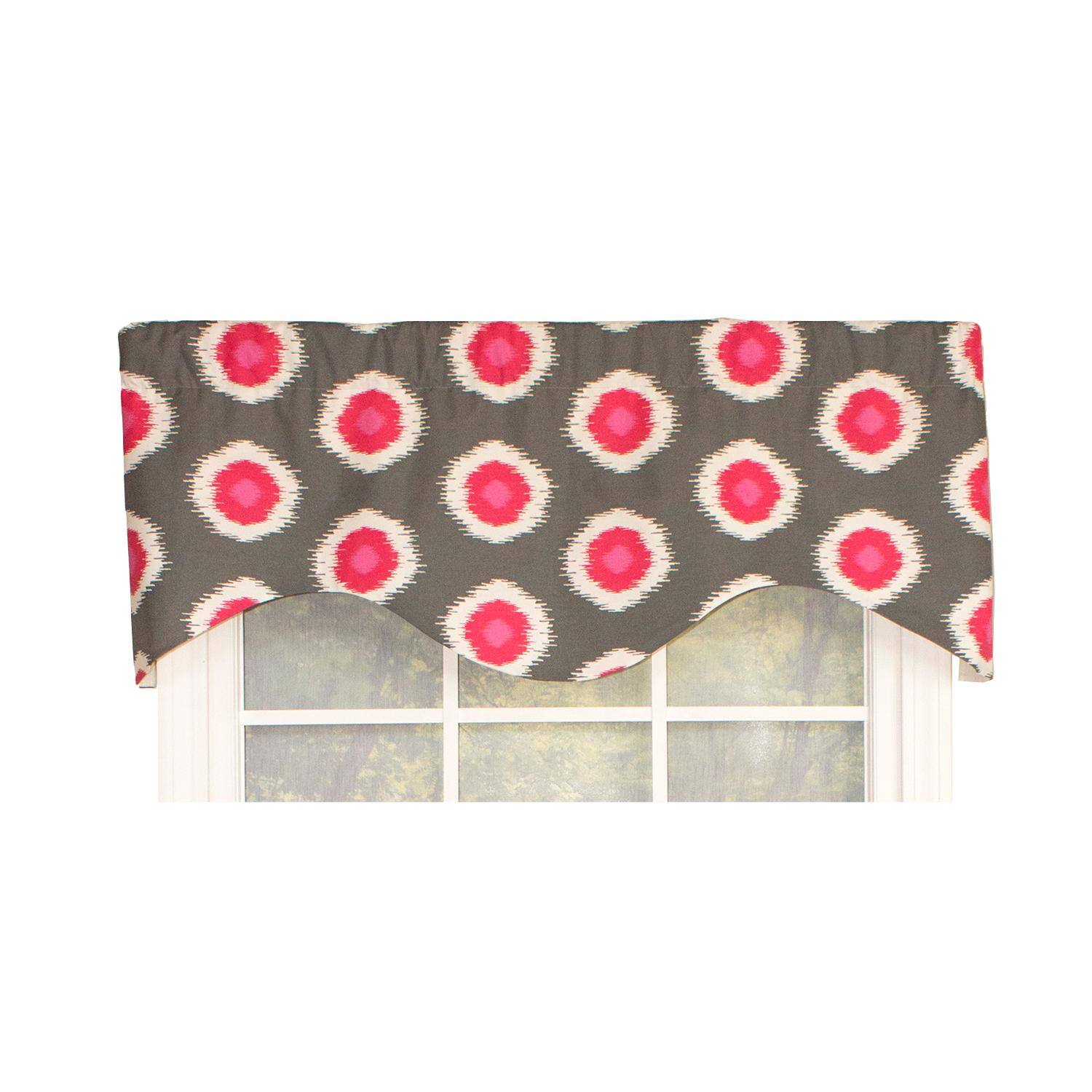 Front. RLF Home - RLF Home Ikat Domino Cornice Window Treatment Valance Fits up to 48"W 3" Rod Pocket 50" x 17" Flamingo - Flamingo.