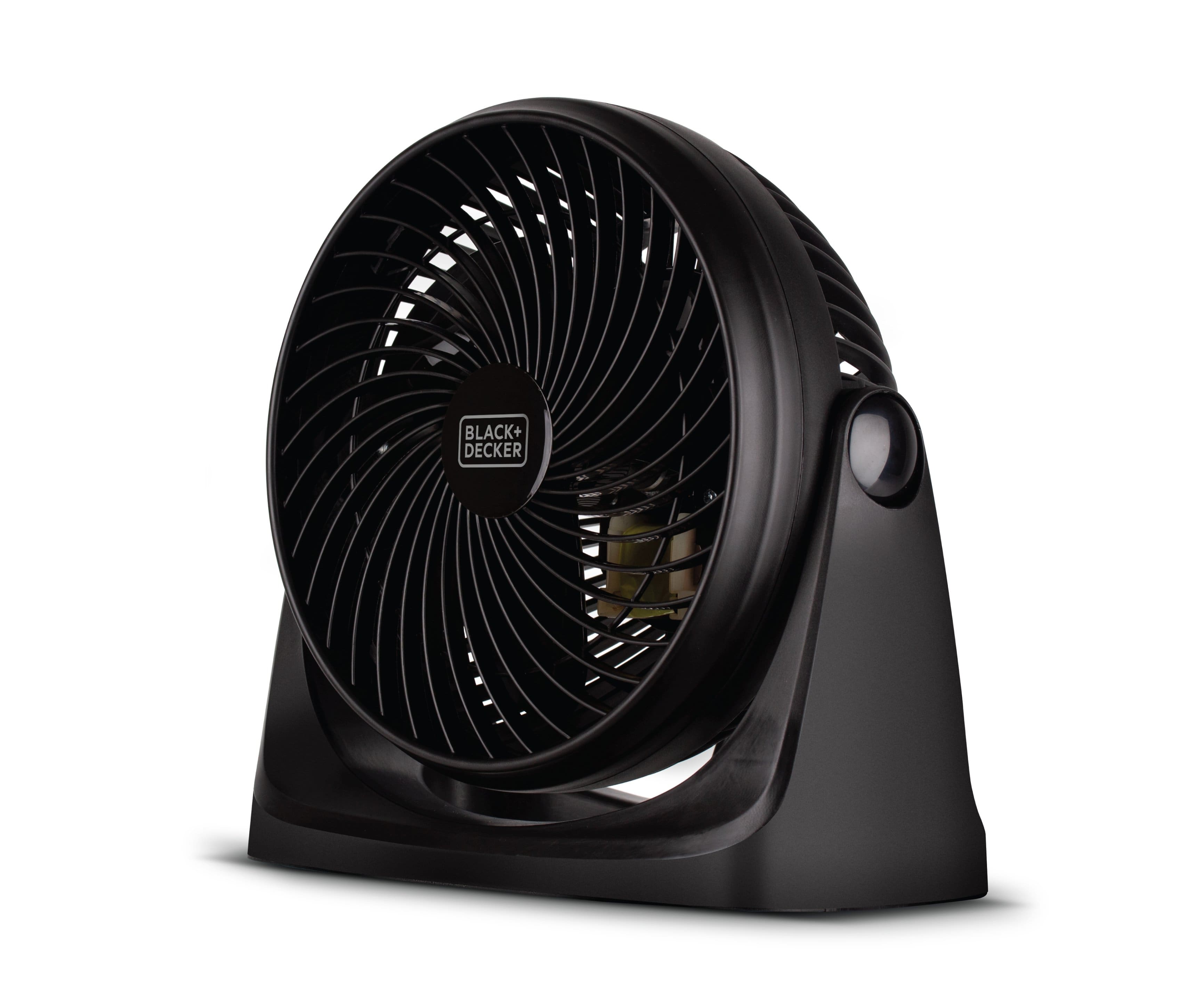 Black+Decker - 7" Portable Turbo Fan, 3-Speed Personal Desktop Fan with 90° Tilt Head for Bedroom or Office Cooling, BFTU107 - Black