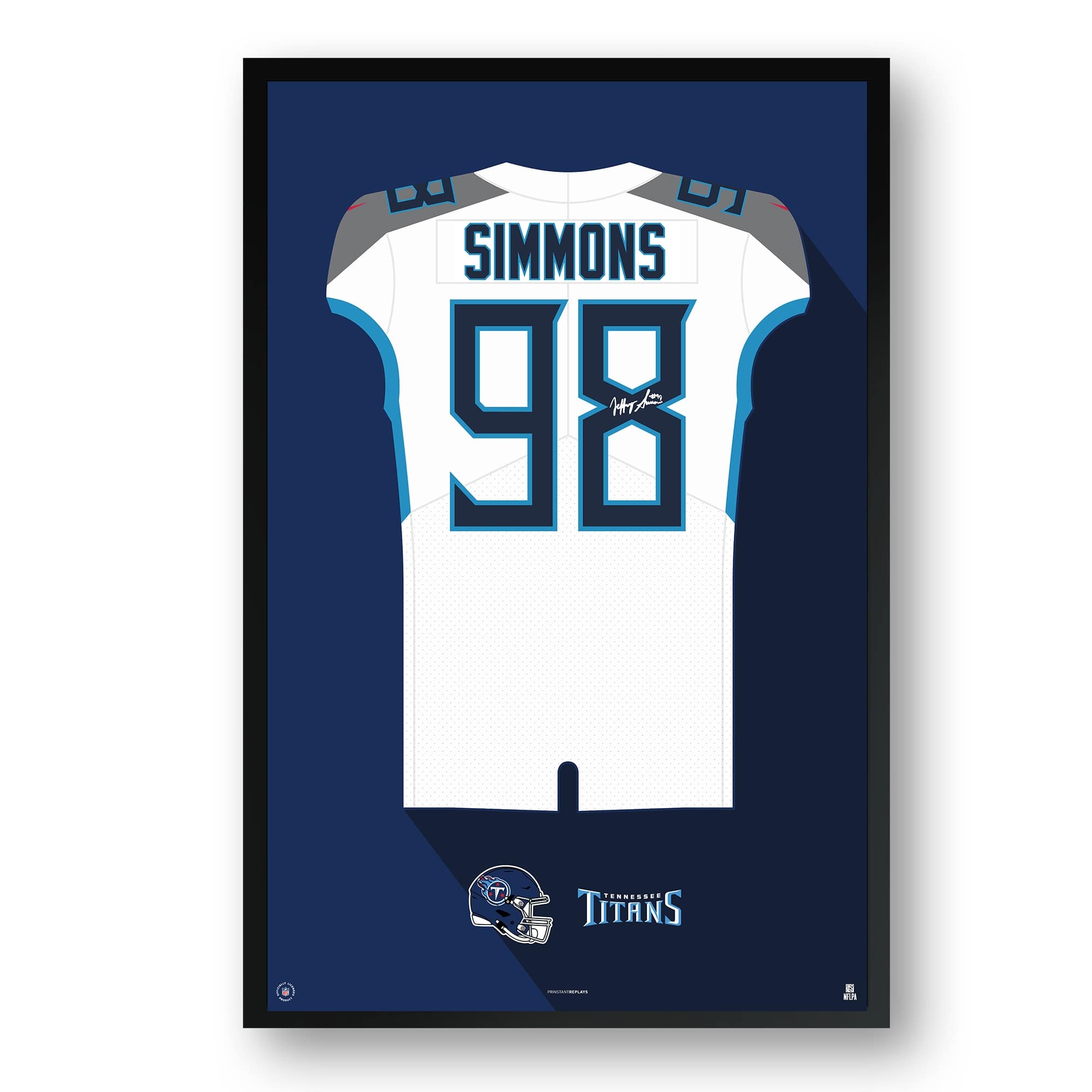 Sporticulture - Jeffery Simmons Tennessee Titans 14" x 20" Framed Jersey Print - White