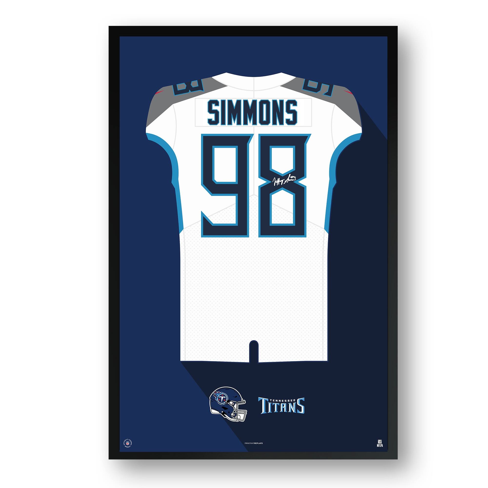 Sporticulture - Jeffery Simmons Tennessee Titans 14" x 20" Framed Jersey Print - White