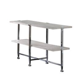 Manhattan Lane - Sofa Table with X Shaped Metal Base and 2 Storage Shelves - Silver and Beige