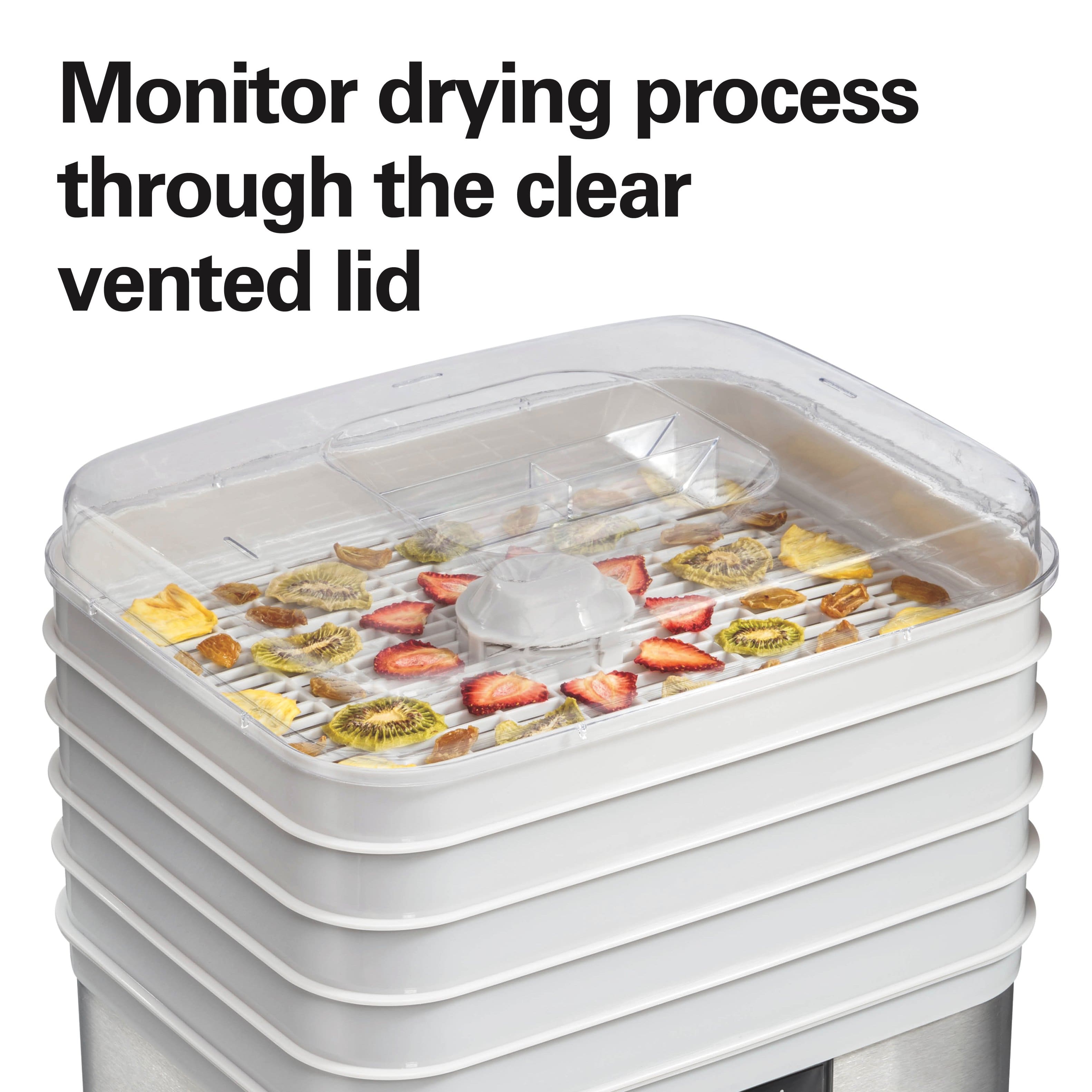Monitor drying process through the clear vented lid