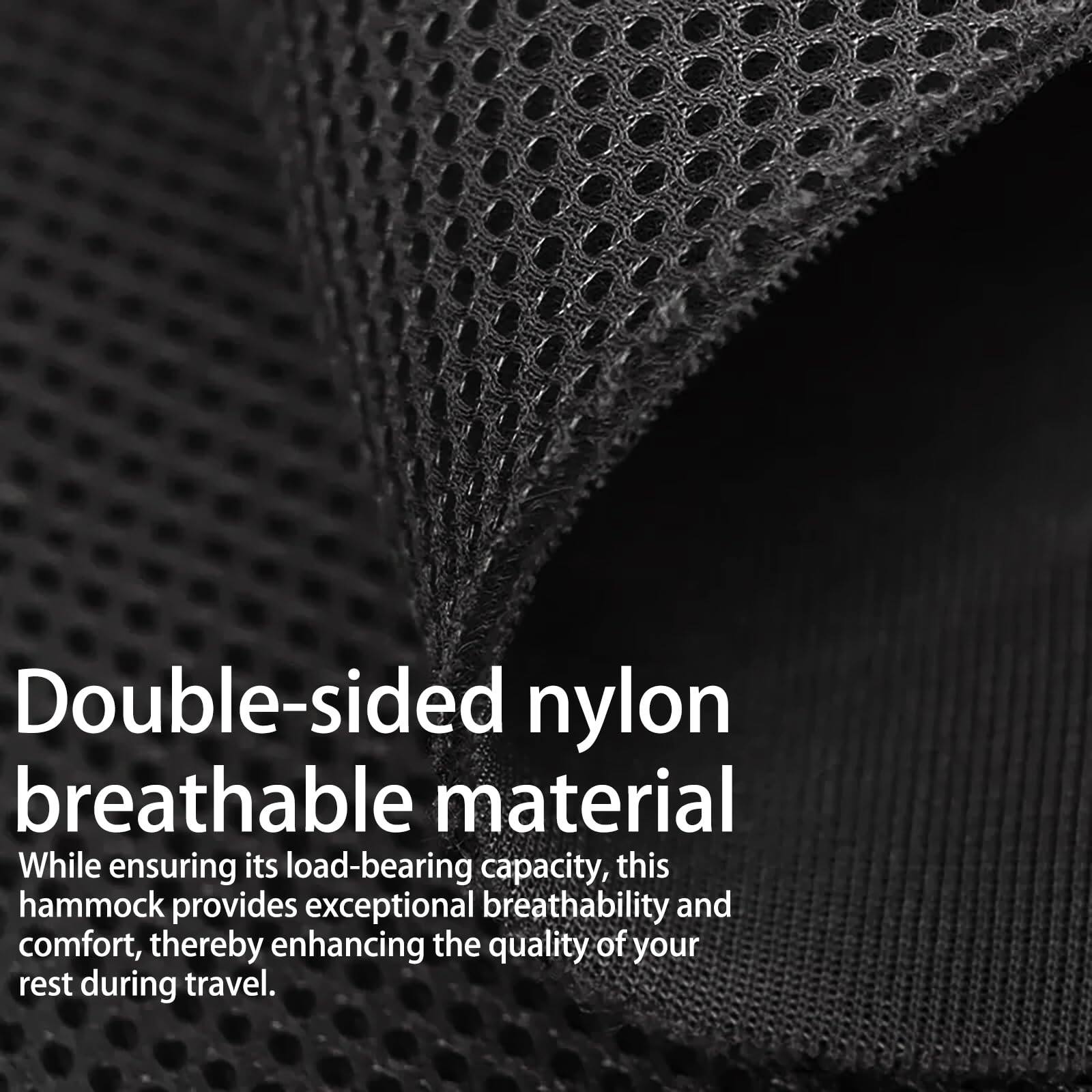 Double-sided nylon breathable material

While ensuring its load-bearing capacity, this hammock provides exceptional breathability and comfort, thereby enhancing the quality of your rest during travel.