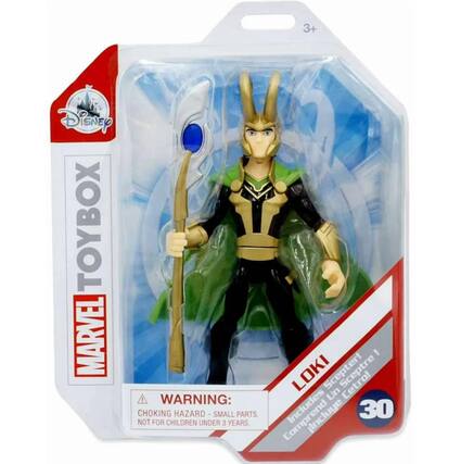 3+ Disney TOYBOX MARVEL WARNING: CHOKING HAZARD - SMALL PARTS. NOT FOR CHILDREN UNDER 3 YEARS. - LOKI Scepter! Cetro! Incluye 30 Comprend
