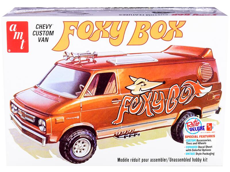 Skill 2 Model Kit Chevrolet Custom Van "Foxy Box" 1/25 Scale Model by AMT - Orange