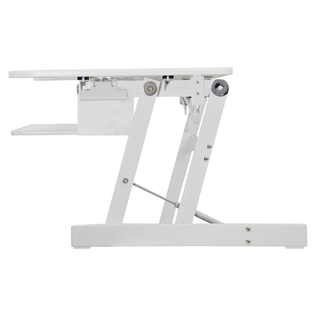 Alt View 2. Rocelco - Deluxe Height Adjustable Standing Desk Converter, Quick Sit Stand Up Dual Monitor Riser, Large Retractable Keyboard Tray - White.