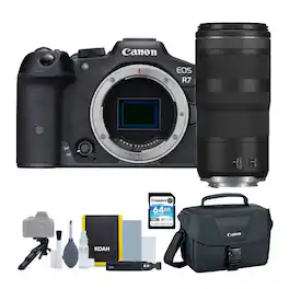 Canon - EOS R7 Mirrorless Camera with RF 100-400mm f/5.6-8 IS USM Lens Bundle - White