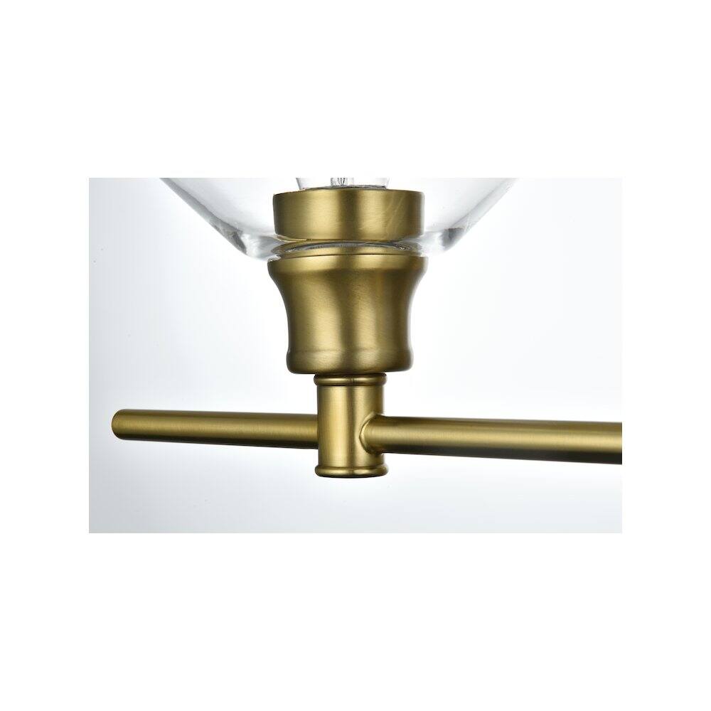 Alt View 2. Living District - Gene 2 Light Satin Gold and Clear Glass Wall Sconce - Satin Gold.