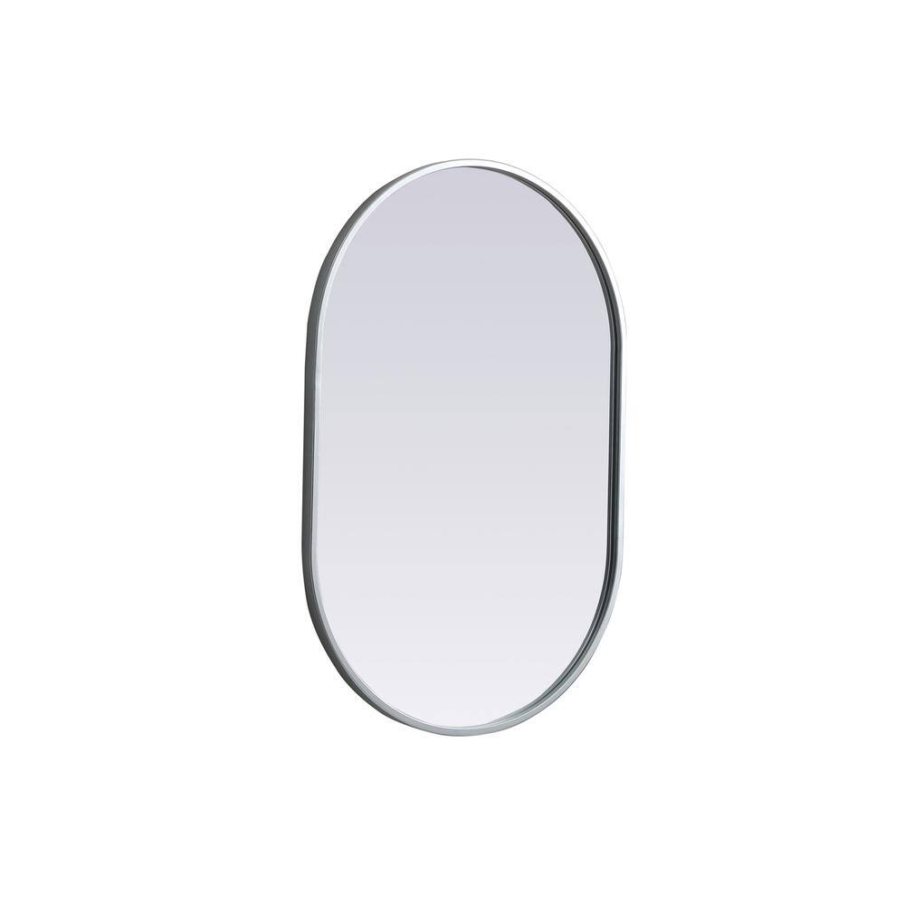 Alt View 1. Elegant Decor - Metal Frame Oval Mirror 20x30 Inch in Silver - Silver.