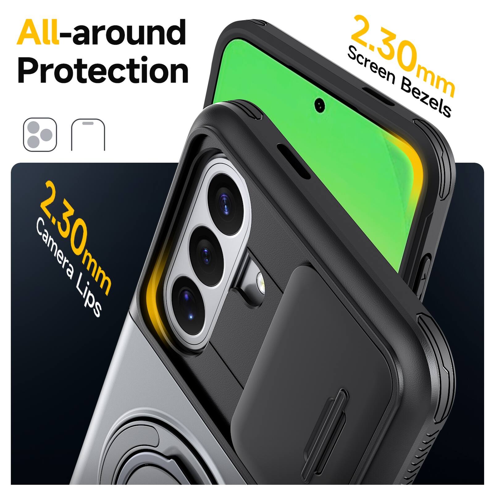 All-around Protection  
2.30mm Camera Lips  
2.30mm Screen Bezels