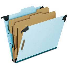 TOPS - Pendaflex Hanging Classification Folders with Dividers Letter Size 2 Dividers 2/5 Cut Exterior Tabs Blue