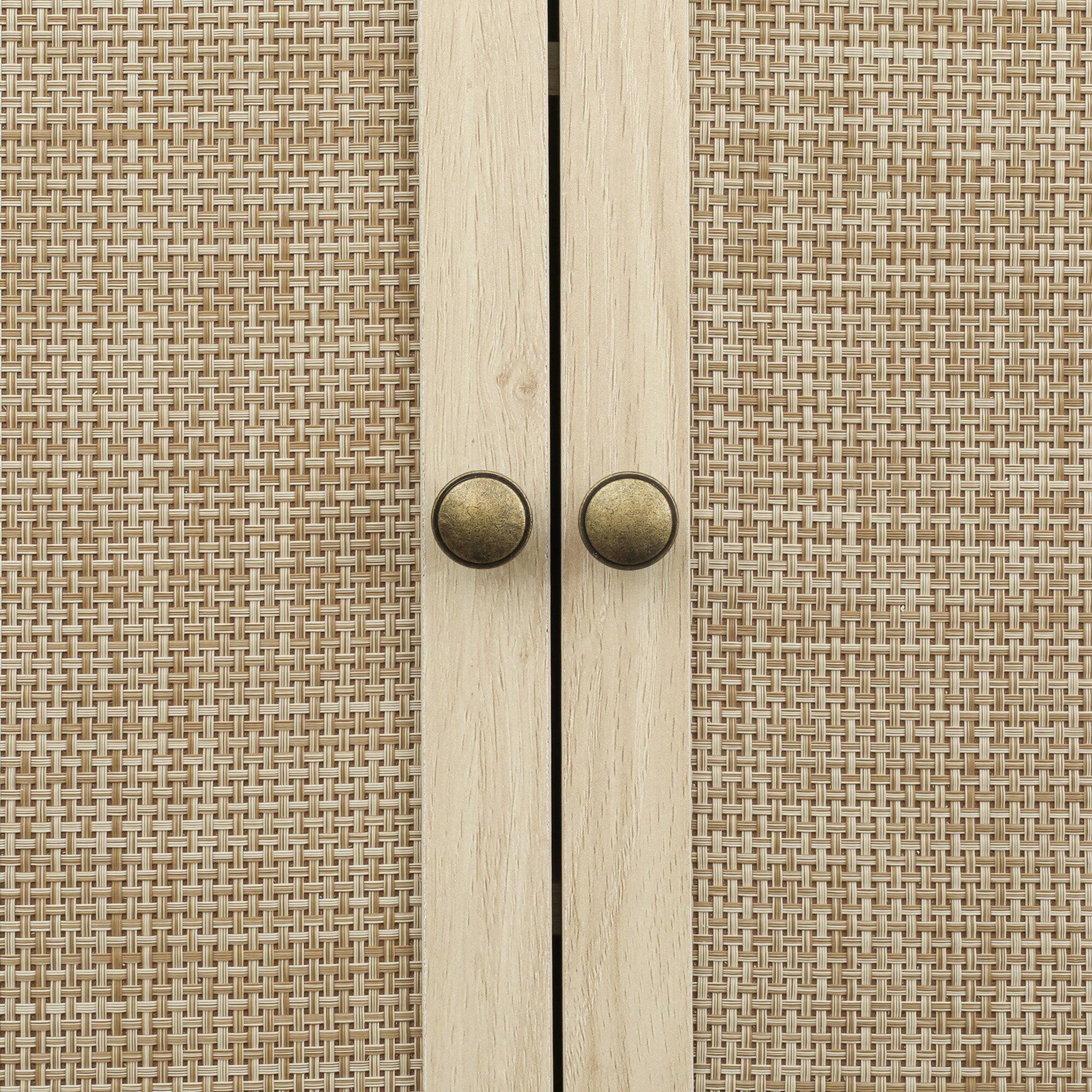 Alt View 8. Boyel Living - 4 Door Storage Cabinet with 1 Drawer and 4 Adjustable Inner Shelves in Natural Brown - Natural Brown.