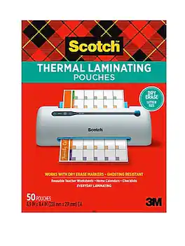 Scotch - Thermal Laminating Pouches, Letter Size, 3 Mil, 50/Pack (TP3854-50DE) - Clear