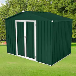 Anysun - 8x6ft Heavy-Duty Metal Storage Shed with Apex Roof, Hinged Door & Integrated Vents, Outdoor Tool Shed with Padlock - Green