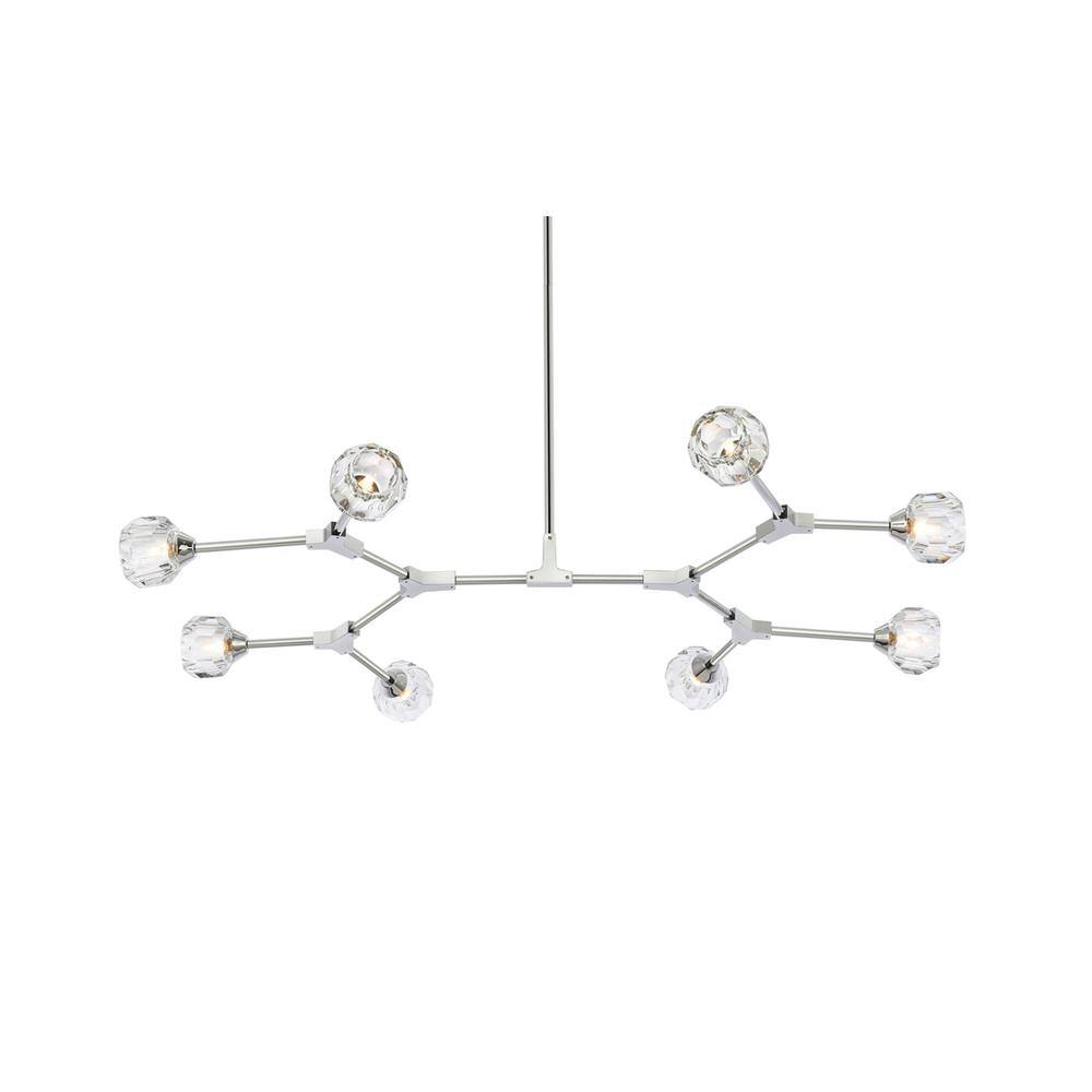 Alt View 4. Elegant Lighting - Zayne 8 Light Pendant in Chrome - Chrome And Clear.