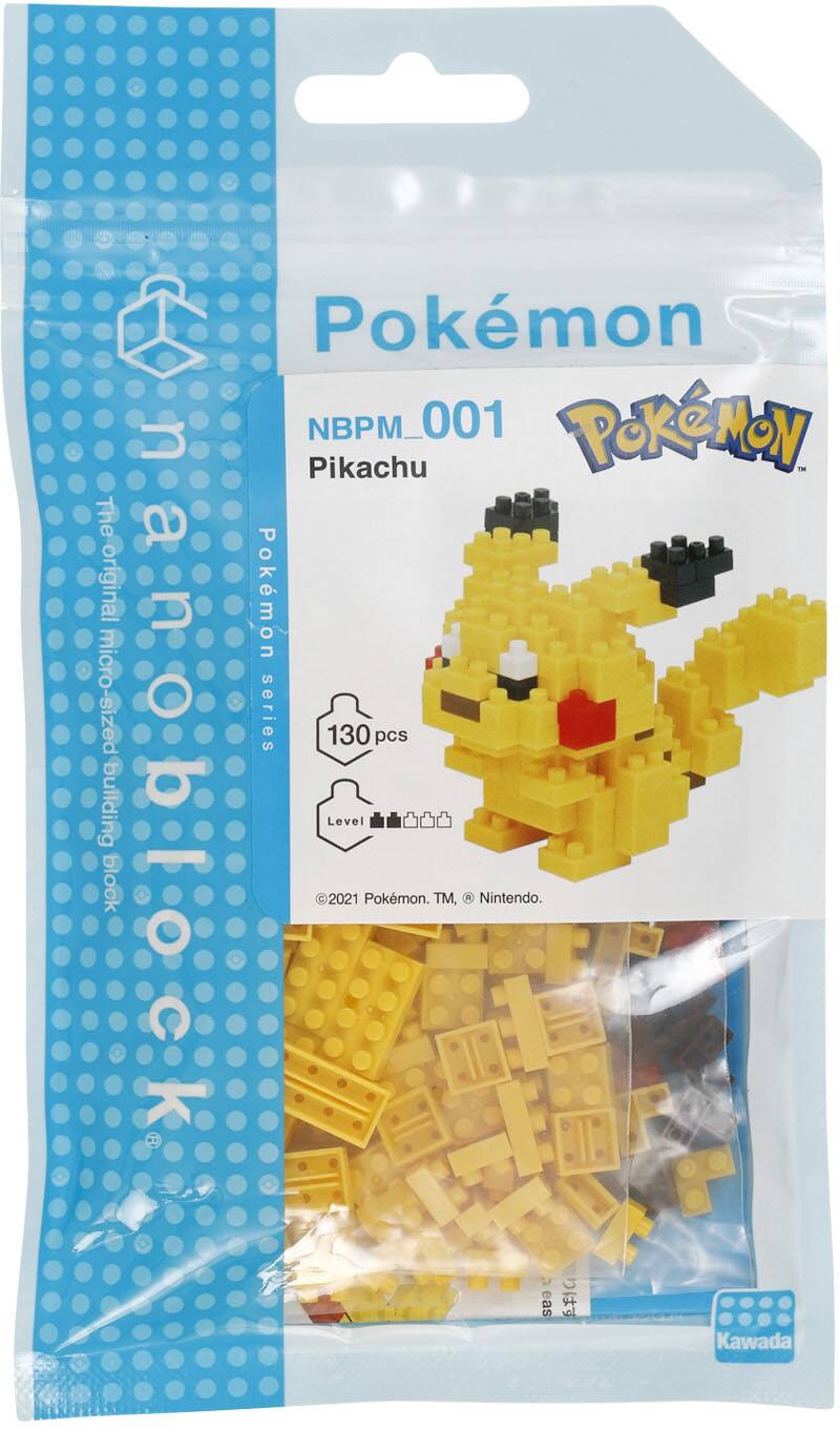 Pokémon NBP_001 Pikachu - The original Pokémon micro-sized series. 130 pcs building block (nanoblock). Level 1. Pokémon. TM, Nintendo. ©2021. Kawada.