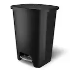 Front. Glad - Glad Trash Can with Lid, Stainless Foot Pedal & Garbage Bag Rings, 20 Gal, Black - BLACK.