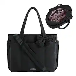 Bagsmart - Crush 23L Tote Bag for Women, Puffer Work Gym Bag, Fits 15.6" Laptop & 40oz Tumbler, Waterproof Pocket & Yoga Mat - Black(Floral Pattern Inside)