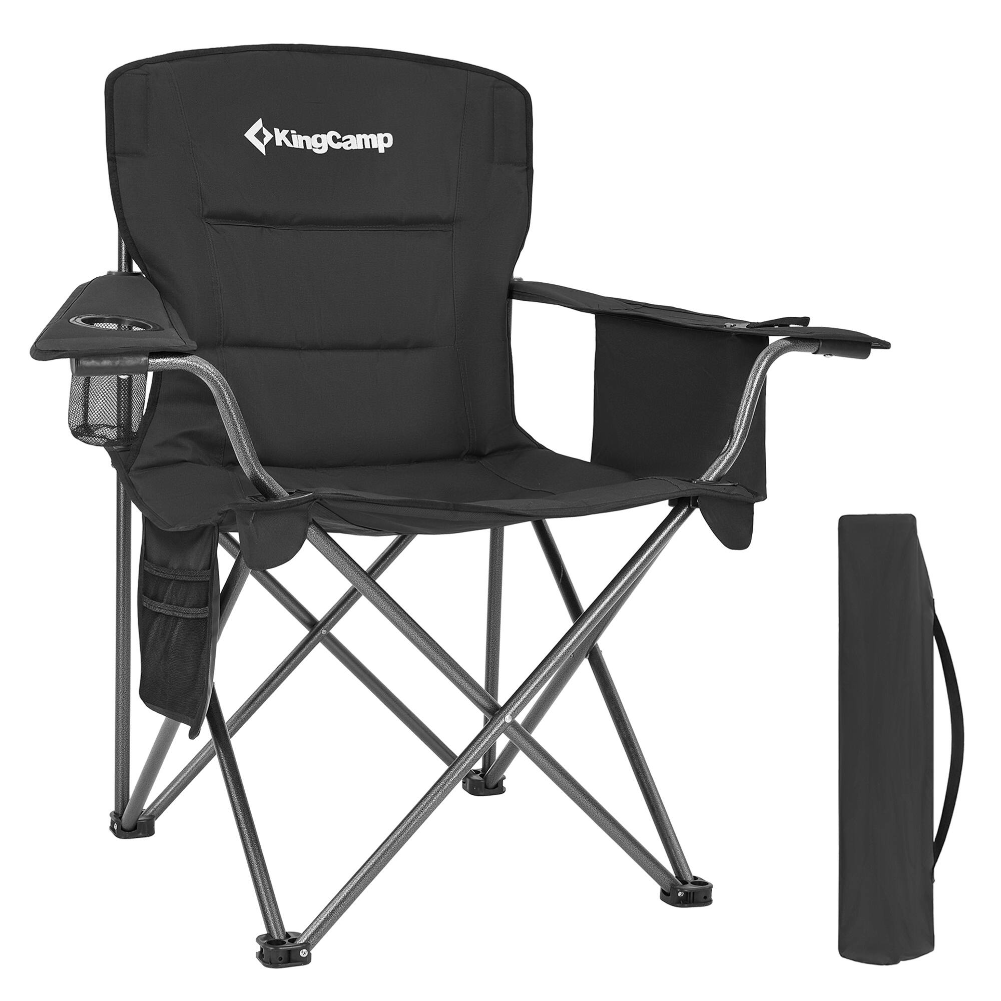 Alt View 8. KingCamp - KingCamp Padded Folding Chair with Cupholder, Cooler, and Pocket, Black (2 Pack) - Black.