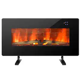 Resenkos - Fireplace Heater,Electric Fireplace, 36 Inch Electric Wall Mounted Freestanding Fireplace with Remote Control-Black