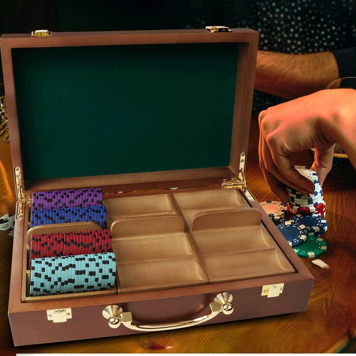 Alt View 2. GSE Games & Sports Expert - Casino Wooden Poker Chip Case with Wooden Chip Trays for Casino Nights (300 Pieces - Walnut).