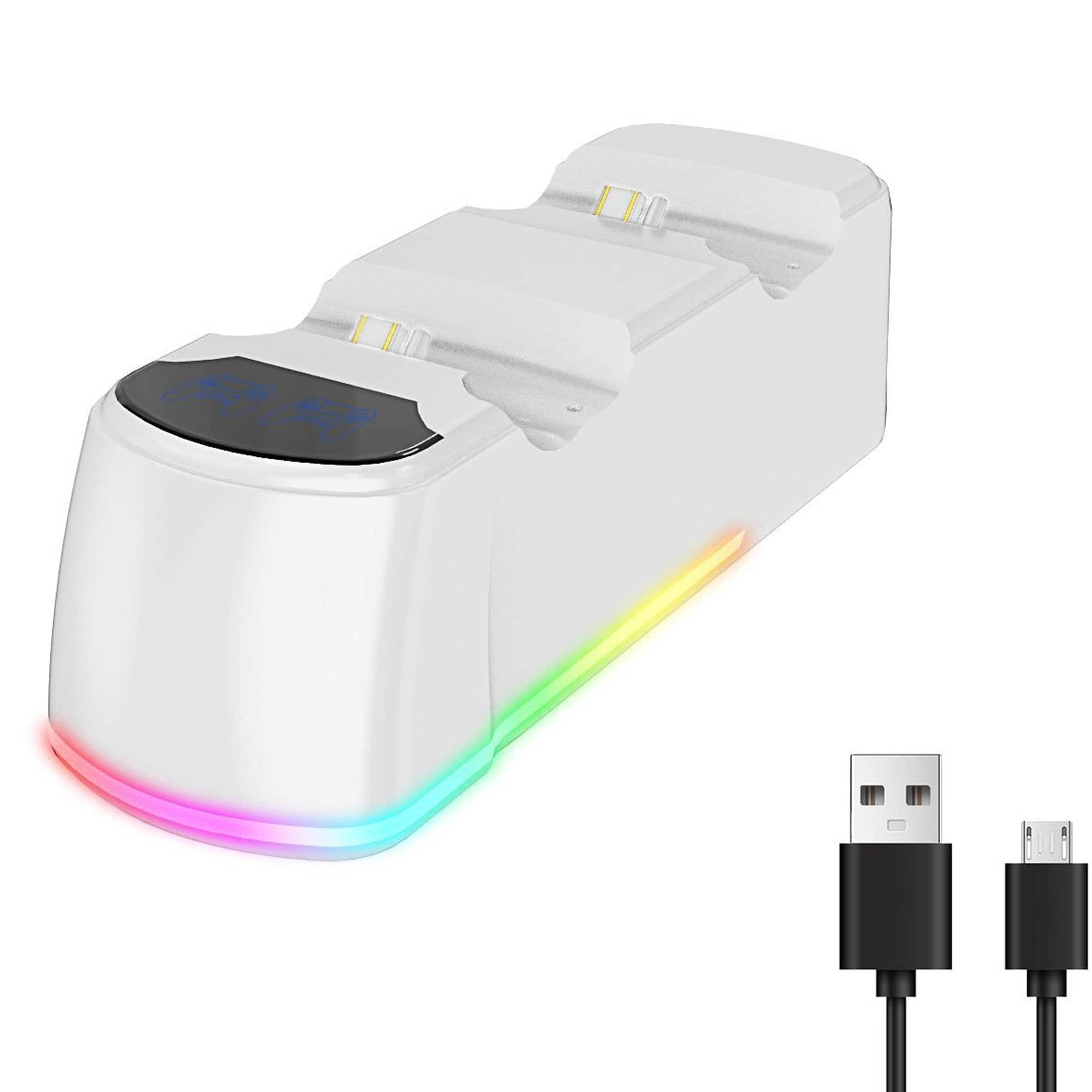 YONWAY - Game Controller Charging Base for 2 PS4 Controllers, Fast Charging Dock Station with Indicator and USB Cable