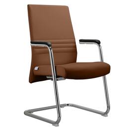 LeisureMod - Aleen Office Chair in Upholstered Leather and Iron Frame Comfortable Ergonomic Chair for Home Office, and Workspace - Dark Brown