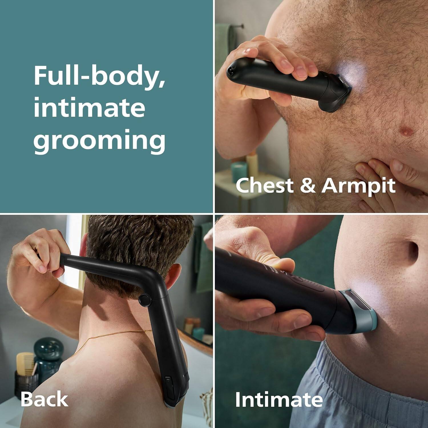 Full-body, intimate grooming

Chest & Armpit

Back

Intimate