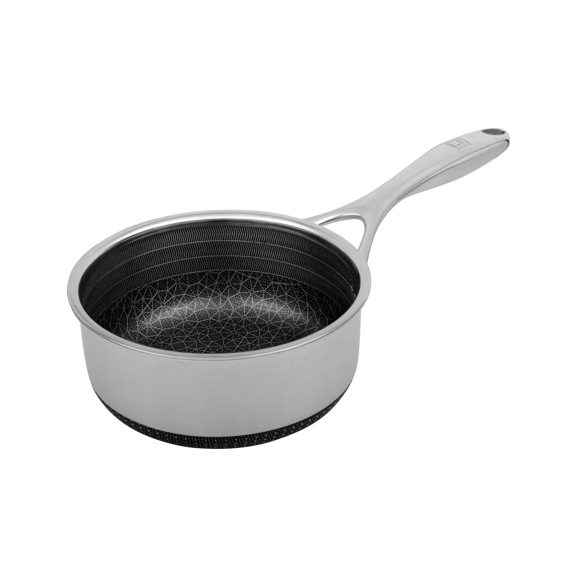 Alt View 2. Livwell Brands - DiamondClad™ 1.5 Quart Hybrid Nonstick Stainless Steel Saucepan and Lid, Dishwasher Safe, PFOA-free – Silver/Black - Silver/Black.