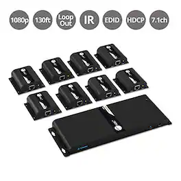 SIIG - 8-Port HDMI Splitter Over Cat6 Extender with IR - 40M - Black