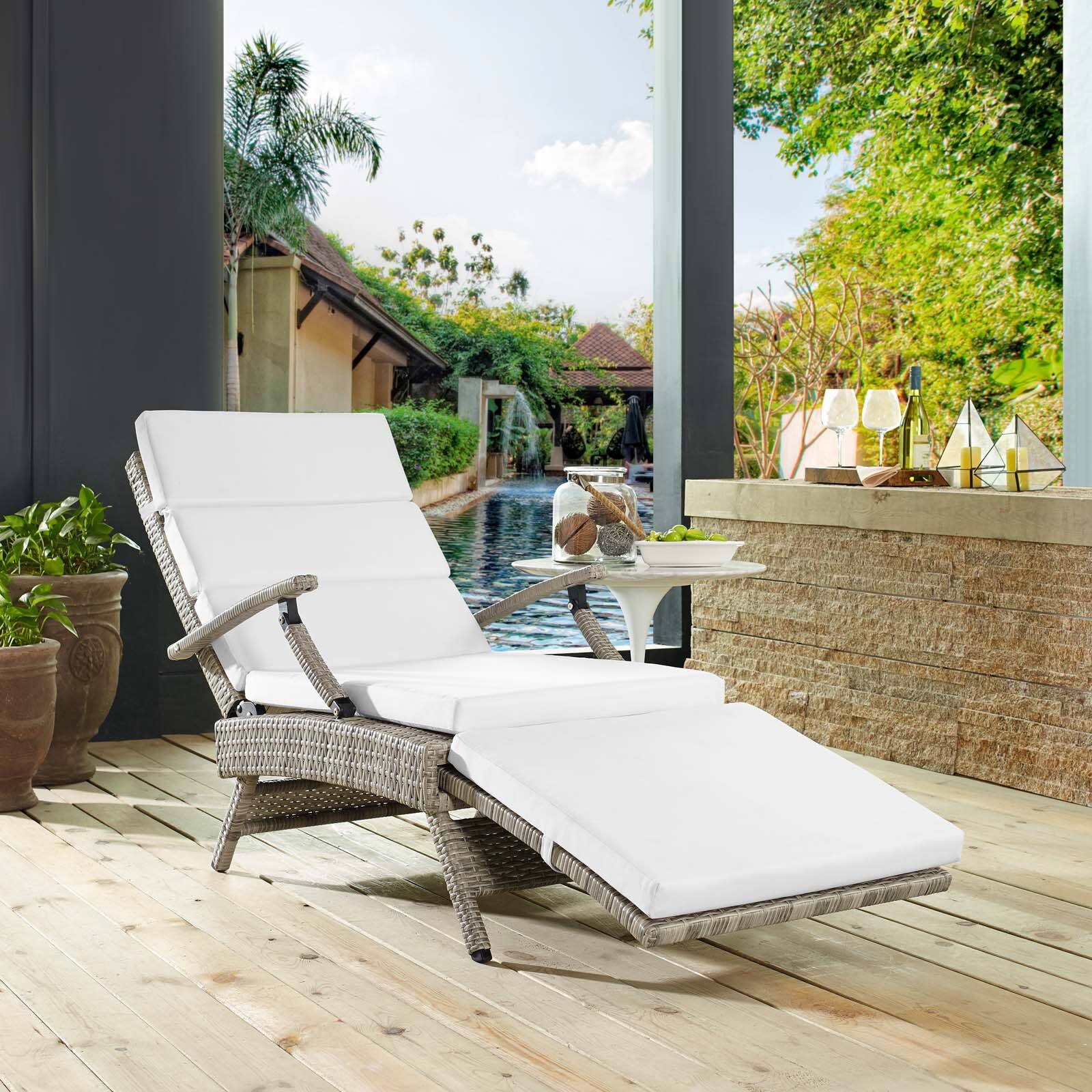 Front. Modway - Envisage Chaise Outdoor Patio Wicker Rattan Lounge Chair by Modway - Light Gray White.