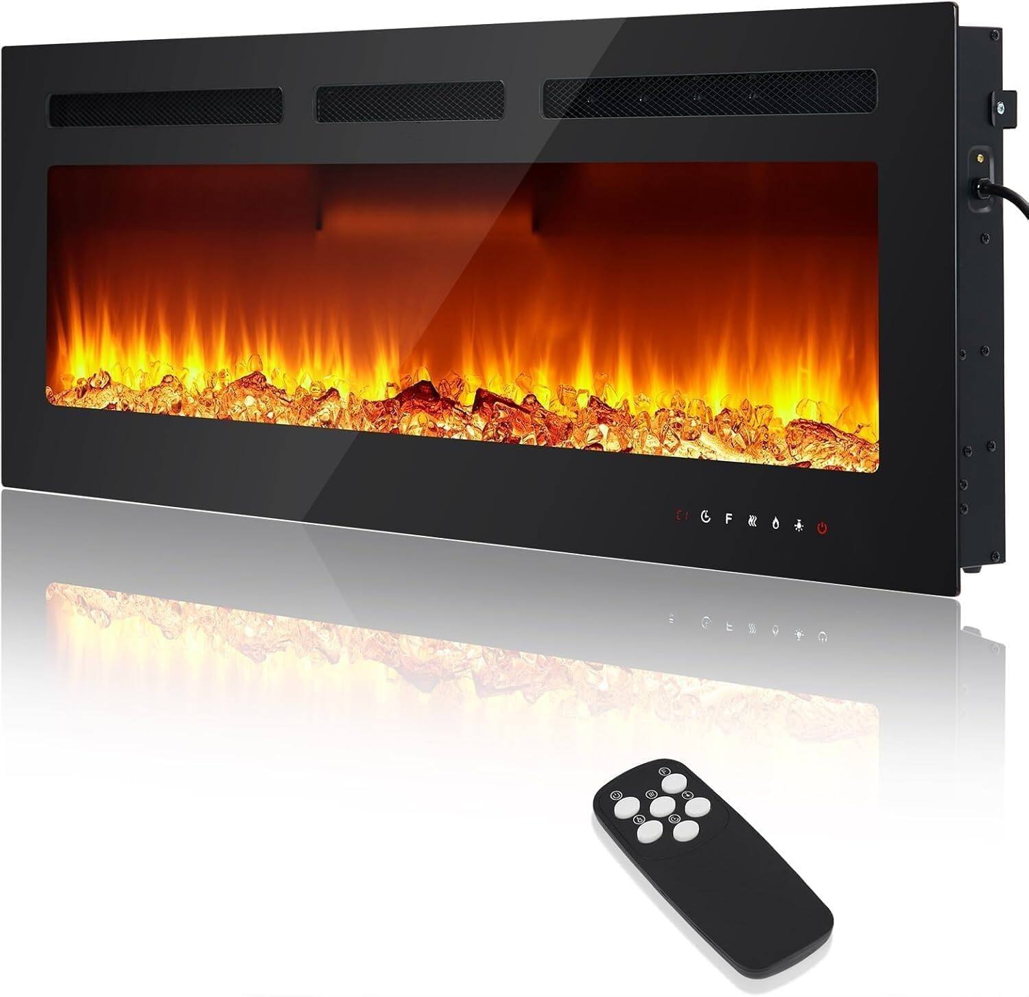 Acekool - 30 Inch Wall Mounted Electric Fireplace,1500W Recessed Linear Fireplace Heater