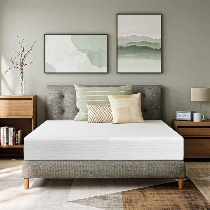 Vipbear - Memory Foam Mattress 8 Inch-King with Tencel Cover Premier Cooling Green Tea/Gel - White