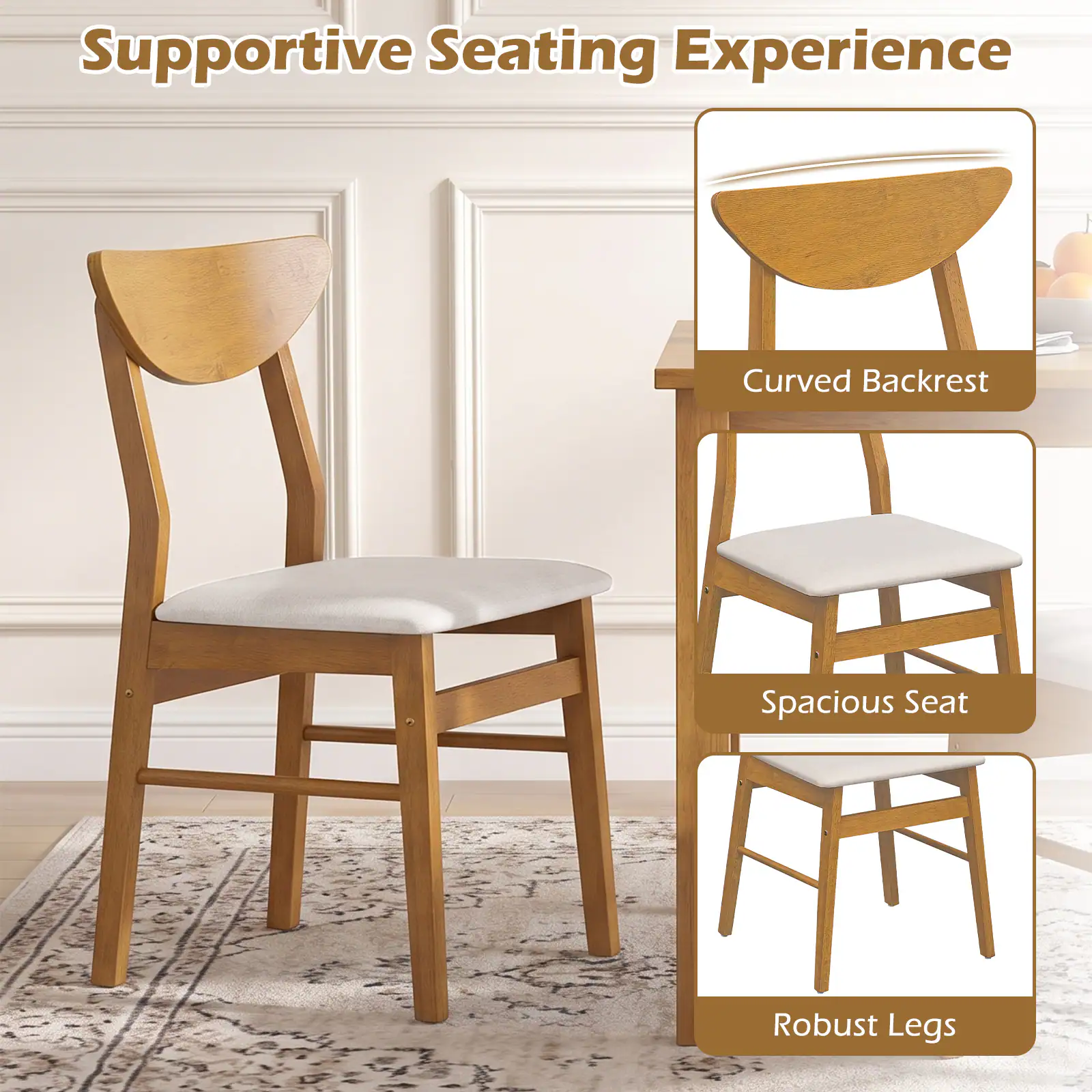 Supportive Seating Experience  
Curved Backrest  
Spacious Seat  
Robust Legs