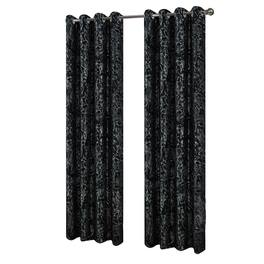 RT Designers Collection - Brighton Foil Jacquard Polyester Window Curtain Grommet Panel 52" x 84" - Black