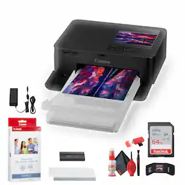 SELPHY CP1500 Photo Printer (Black) + Canon KP-36IP Color Ink and Paper Set + More Bundle (International Version)